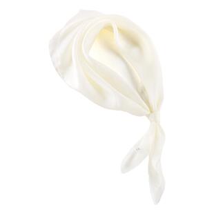 白色真丝小方巾丝巾妈妈款高级感桑蚕丝围巾女士薄款春夏护颈纱巾