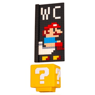 DIY马里奥WC厕所指示牌标识牌积木创意问号灯墙面装饰装饰挂牌