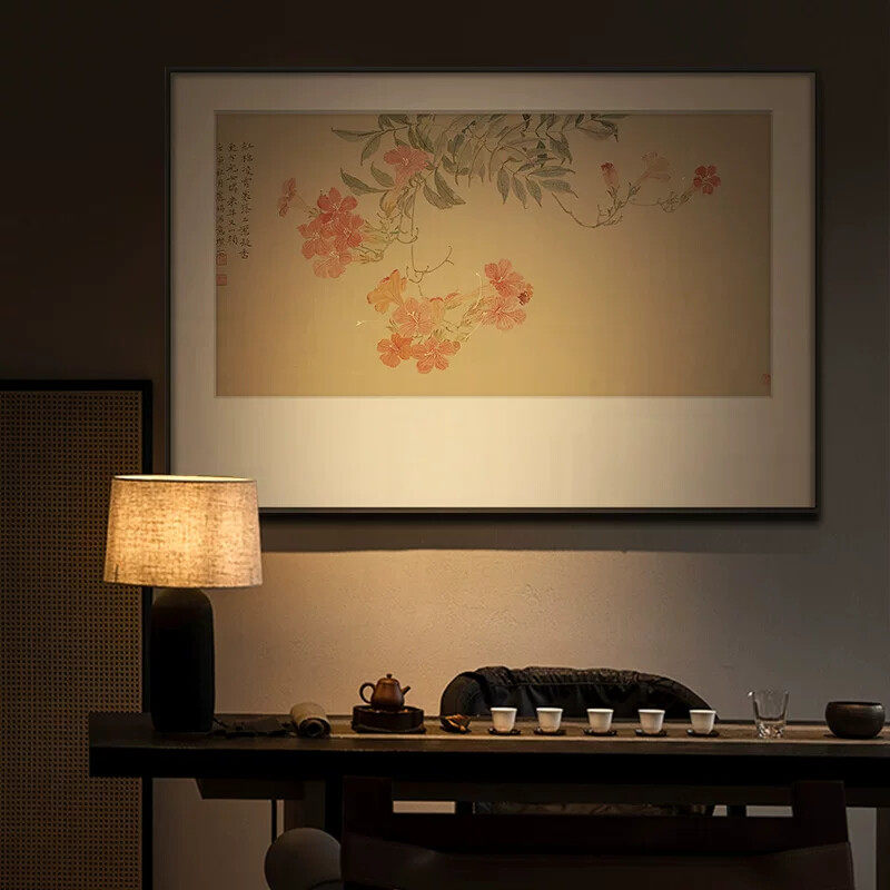 中古风花鸟装饰画餐厅卧室复古禅意挂画新中式民宿酒店客厅墙壁画