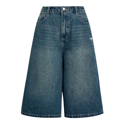 adidas阿迪达斯三叶草五分裤潮流中裤2026夏女牛仔短裤 KW2003