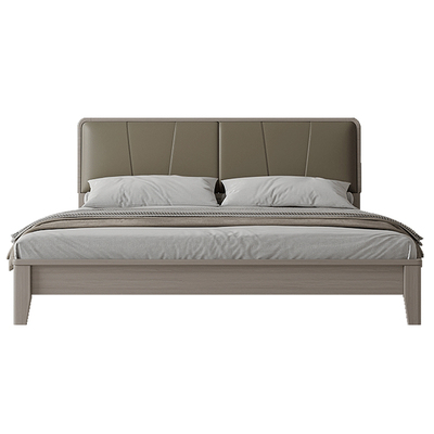 双虎家用实木床原木风白蜡木中古风现代简约软包主卧双人床SM103