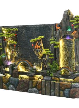 尊儒树脂假山流水喷泉水幕墙屏风