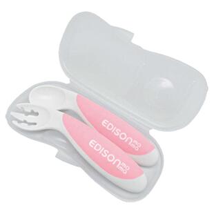 edison爱迪生婴儿专用辅食勺叉学吃训练勺不锈钢叉勺儿童餐具套装