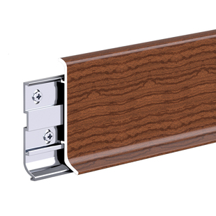 木纹铝合金踢脚线卡扣式地角贴脚线6cm不锈钢超薄极简金属地脚线