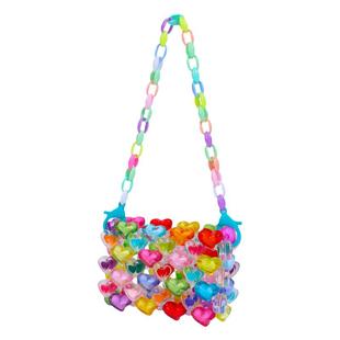 彩色串珠手工diy编织材料包果冻包女糖果色多巴胺斜挎包手提包