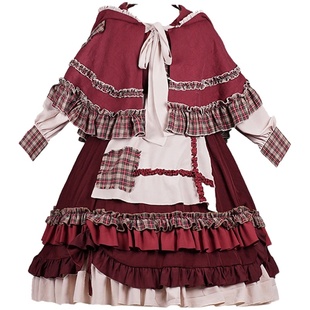 正品【小红帽op】withpuji原创设计lolita洋装裙田园系斗篷套装秋