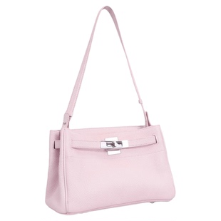 HOUSE OF HIYA新款小众凯莉铂金包粉色高级小方包通勤腋下包