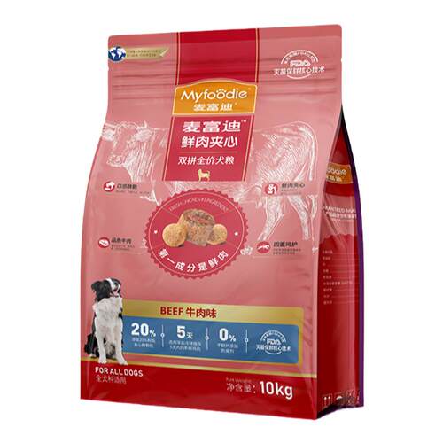 麦富迪鲜肉夹心狗粮10kg泰迪边牧金毛小中大型犬幼成通用型20斤装