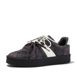 BellaLily2025秋季新款复古厚底德训鞋女牛皮休闲鞋美式运动板鞋