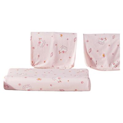 水星儿童家纺乳胶枕套单件母婴A类抑菌枕头套亲肤透气卡通女孩粉