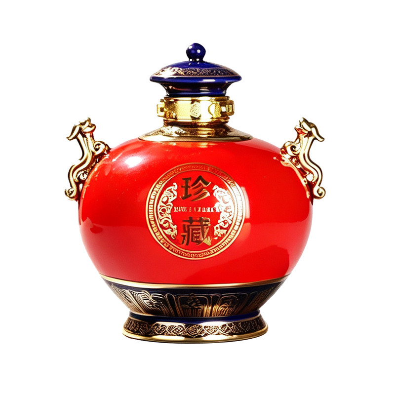 景德镇五斤装陶瓷泡酒瓶 5斤镀金中国红情满中秋酒坛酒罐送礼佳品