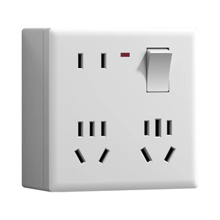 86型明装一开十二孔插座电源带开关独立断电家用厨房多孔明线明盒