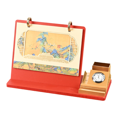 钟表台历2026年仿皮日历企业定制