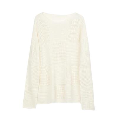 易菲宽松慵懒镂空绵羊毛毛衫