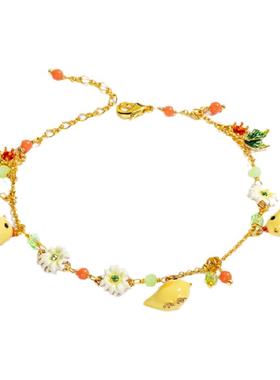 三只小黄鸡可爱珐琅彩清新手链