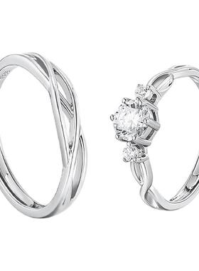 I Do&Co.同心结情侣对戒S999银情侣戒指一对 纪念日礼物送男女友