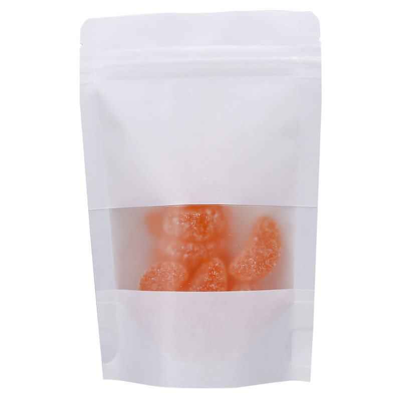 白牛皮纸袋磨砂方窗自封袋礼品包装袋白色自立袋木耳密封袋子印刷
