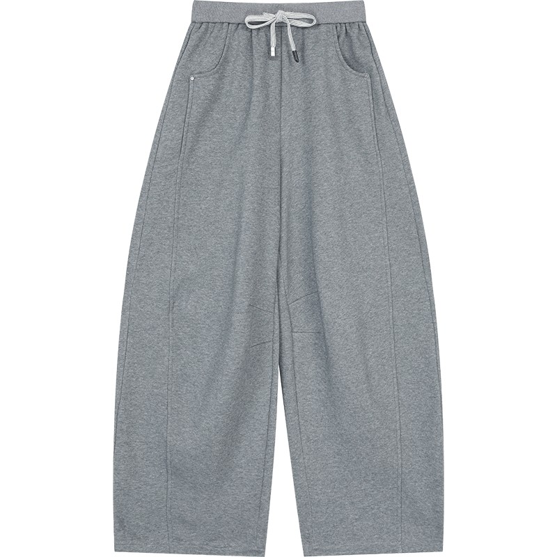 妖精的口袋红色加绒阔腿休闲裤女2025冬新款宽松新年战袍运动裤子