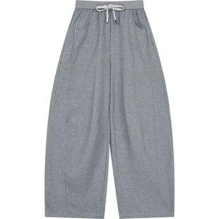 妖精的口袋红色加绒阔腿休闲裤女2025冬新款宽松新年战袍运动裤子