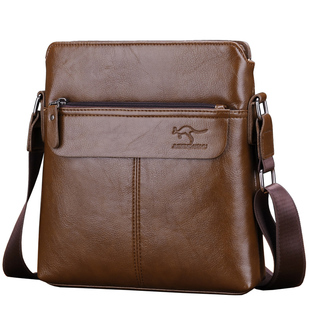 正品袋鼠真皮男包手提包男士包包单肩斜挎包商务皮包公文包背包男