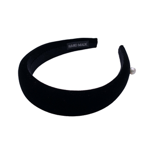 复古黑色丝绒珍珠发箍淡水巴洛克韩国手工简约压头发饰发箍头箍