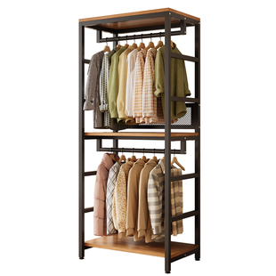 开放式衣柜自制步入式衣帽间架子卧室组合衣橱金属货架落地挂衣架