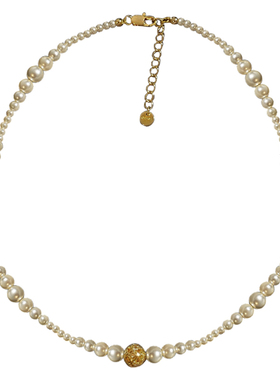 澳白色珍珠项链女轻奢复古高级感颈链镂空金色圆球高档气质锁骨链