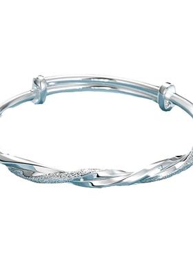 银手镯纯银实心999足银镯子