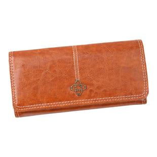 复古大气多功能女士钱包女长款手机包日韩折叠女式钱夹油蜡手拿包