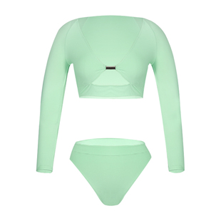 OceanMystery新款高腰运动长袖 泳衣女 冲浪温泉海岛度假保守泳装