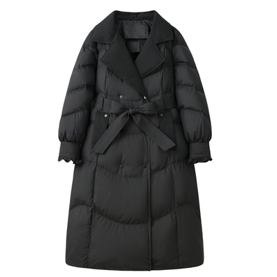 韩版长款西装领羽绒服加厚