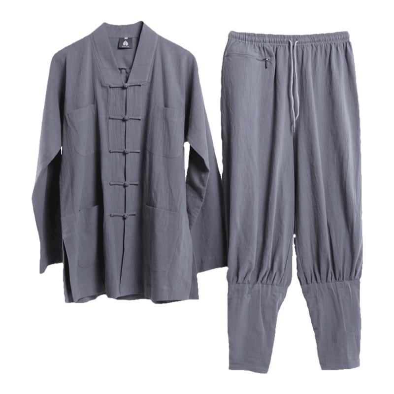 僧服夏季薄款短褂免绑腿套装僧衣夏款吸汗透气和尚服装练功服师父