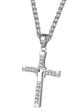 愚人船钛钢男十字架项链不掉色