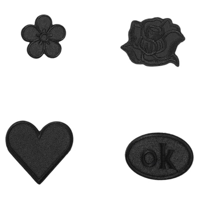 黑色形状刺绣贴衣服外套修补贴鞋子裤子破洞补丁贴羽绒服自粘布贴