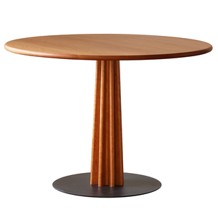 浮生记/ 北欧实木圆桌岩板复古客厅餐厅家用小户型樱桃木圆形餐桌