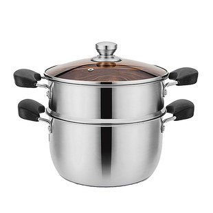 敬兴家用三层复合钢不锈钢蒸锅小号汤锅一体锅底特厚结实双层蒸煮