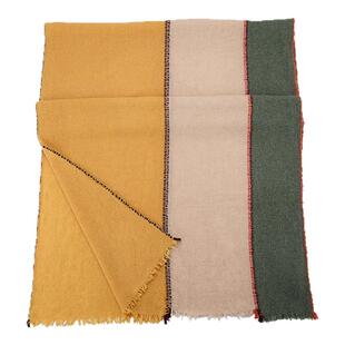 Riotlily/艾特里里黄绿拼接色天然羊毛围巾送女友2026新年礼物