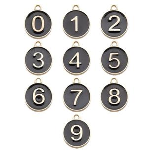 阿拉伯数字0-9黑色白色滴油双面数字挂牌diy饰品手链吊坠配件装饰
