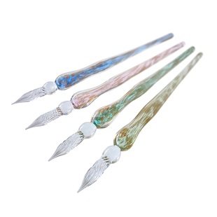 nakabayashi仲林 手工水晶玻璃笔蘸水笔套装渐变色复古学生用沾水钢笔高颜值礼物收藏文艺玻璃笔金色浪漫系列