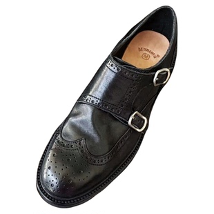 Mantova曼托瓦新款水洗马皮手工复古搭扣布洛克雕花皮鞋女鞋