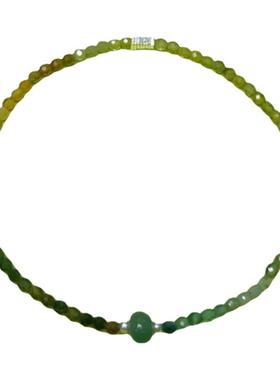 碧玺手串糖果渐变色极细精致配翡翠盘珠原创设计款健康财运2.4mm