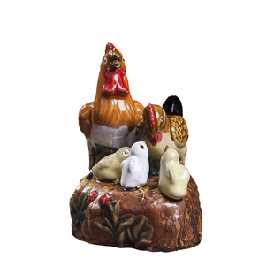 田园风庭院假山盆景搭配小动物鸡摆件石湾陶瓷书房书桌装饰品摆设