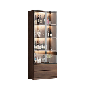 客厅靠墙酒柜展示柜家用轻奢高档现代简约玻璃门小型酒柜实木新款