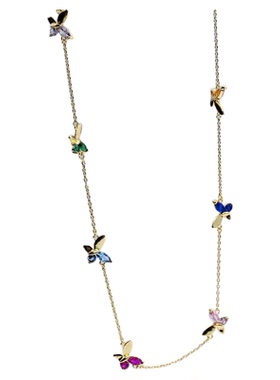 kate新款镀金蝴蝶结多坠项链