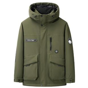 【王一博同款】鸭鸭时尚短款羽绒服男款2025冬季新款加厚迷彩外套