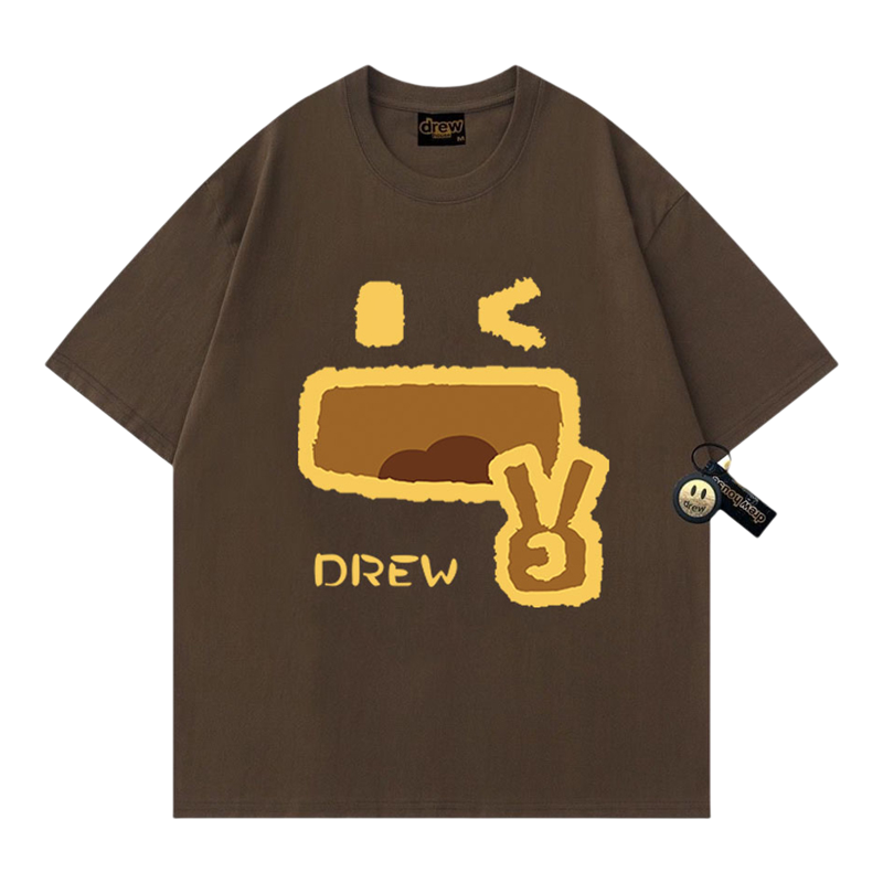drew美式高街潮牌比耶趣味短袖T