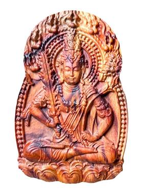 海南黄花梨虚空藏菩萨挂件红木牛虎守护神项链吊坠男女款护身订制