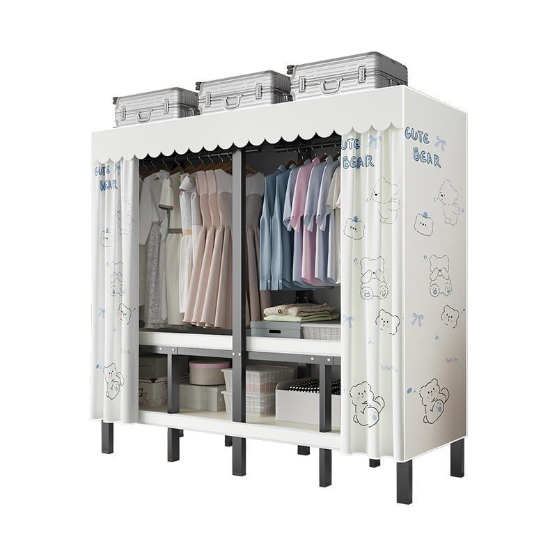 免安装衣柜卧室家用出租房简易布衣柜加粗全钢架结实耐用折叠衣橱