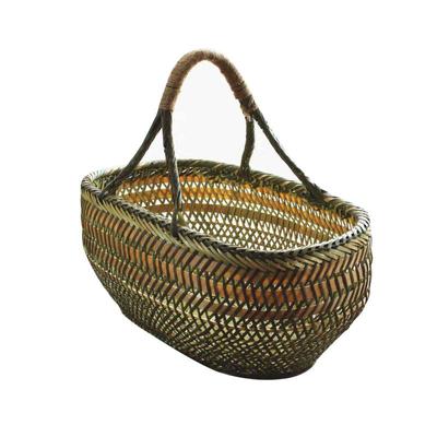 手提菜篮竹篮子野餐篮子鸡蛋篮