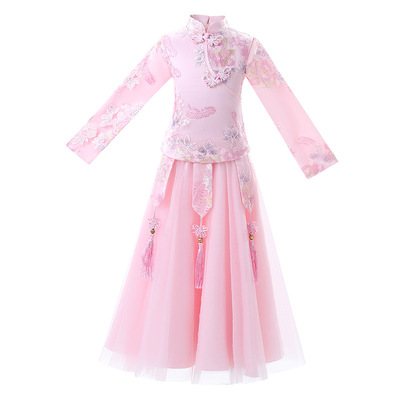 中国风女童唐装冬加绒儿童旗袍中大童古装春夏旗袍儿童古风连衣裙